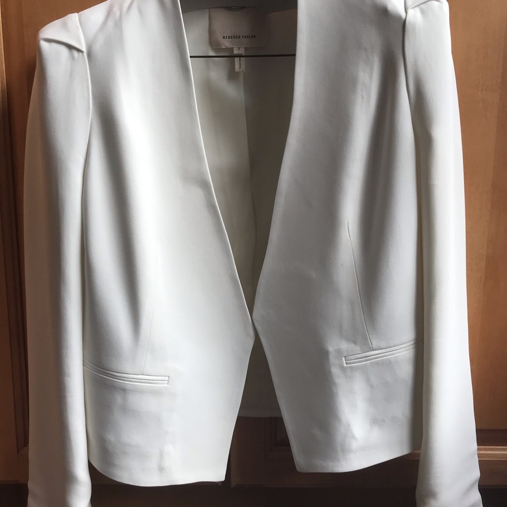Rebecca Taylor cropped white tuxedo blazer